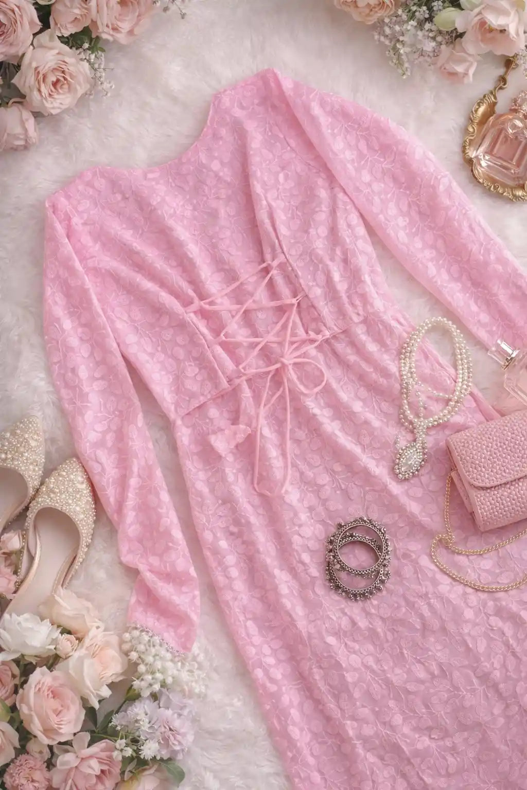 Gulnaz Blush Pink Embroidered Kurta