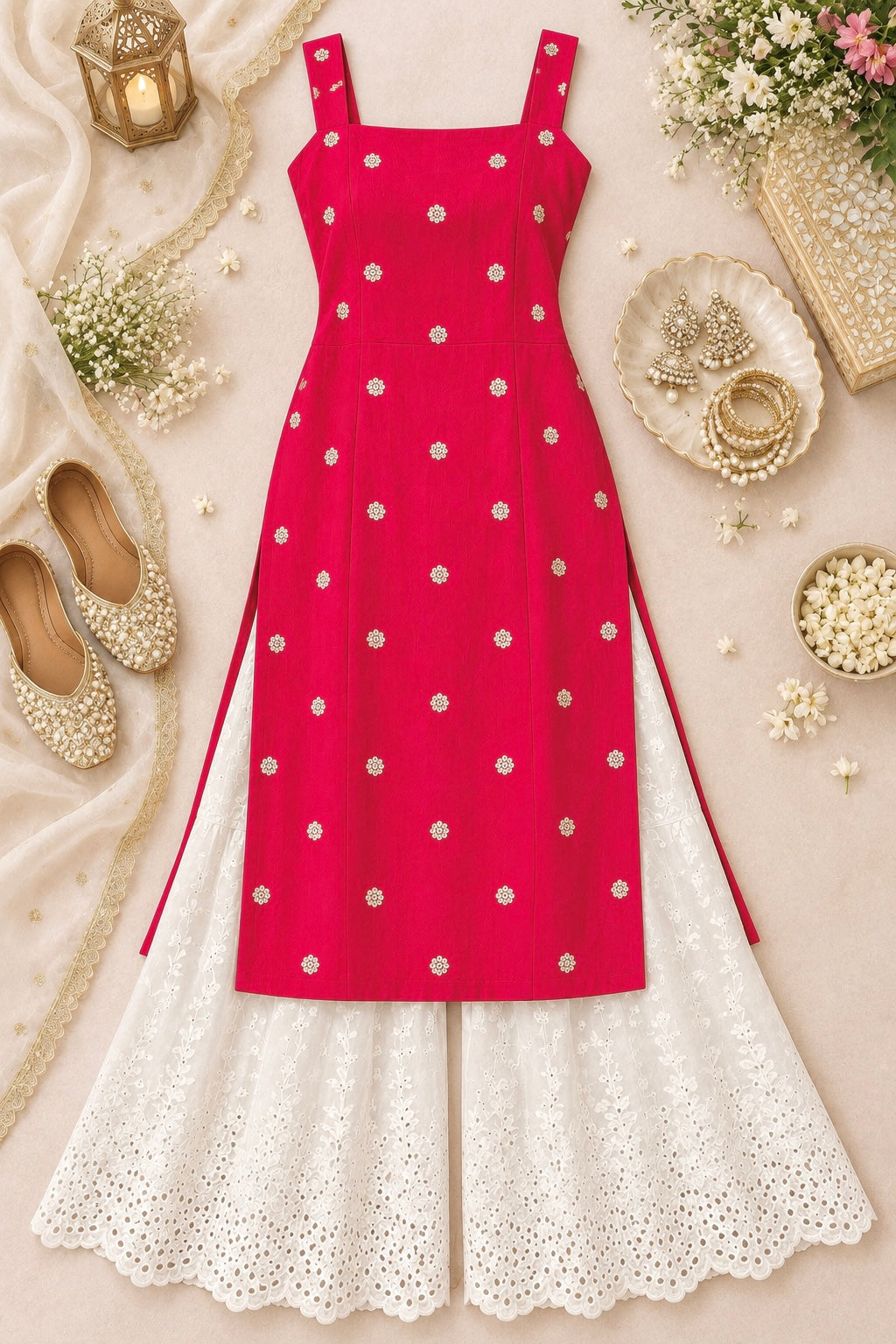 Fuchsia Pink Embroidered Gulnaz Kurta