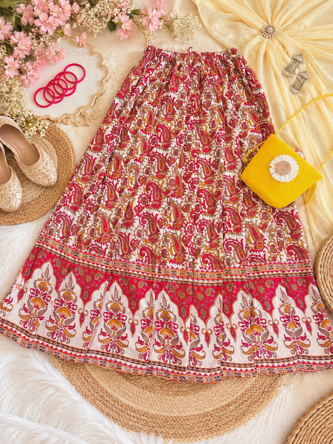 Jaipuri Paisley Flare Twirl Skirt