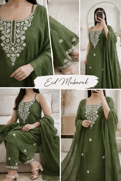 Emerald Bliss Embroidered Meher Suit