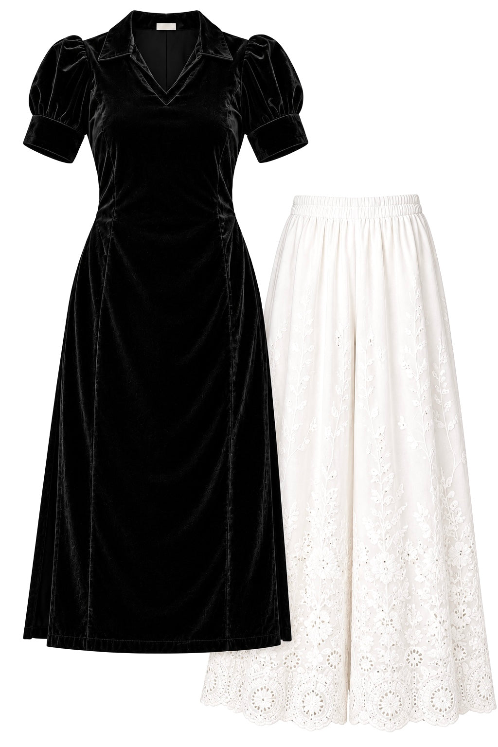 Royal Black Collar Velvet Gulnaz Kurta