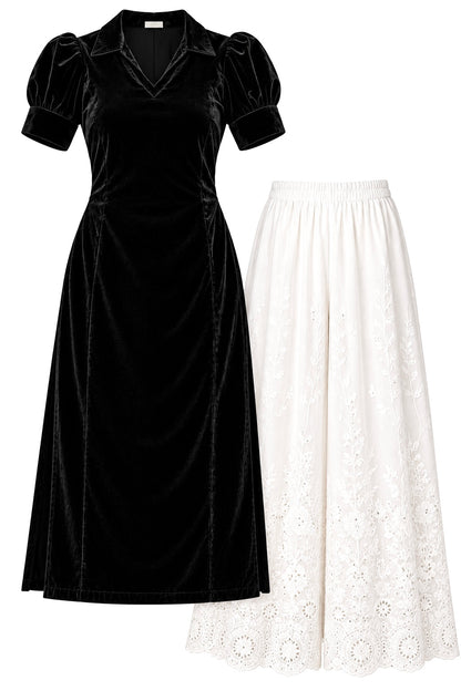 Royal Black Collar Velvet Gulnaz Kurta