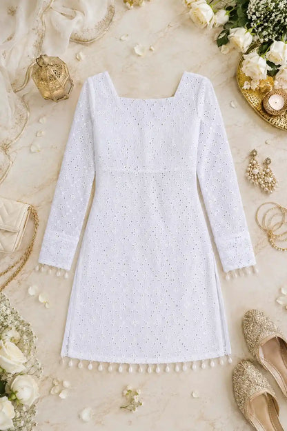 Rosy White Dori Gulnaz Embroidered Kurta