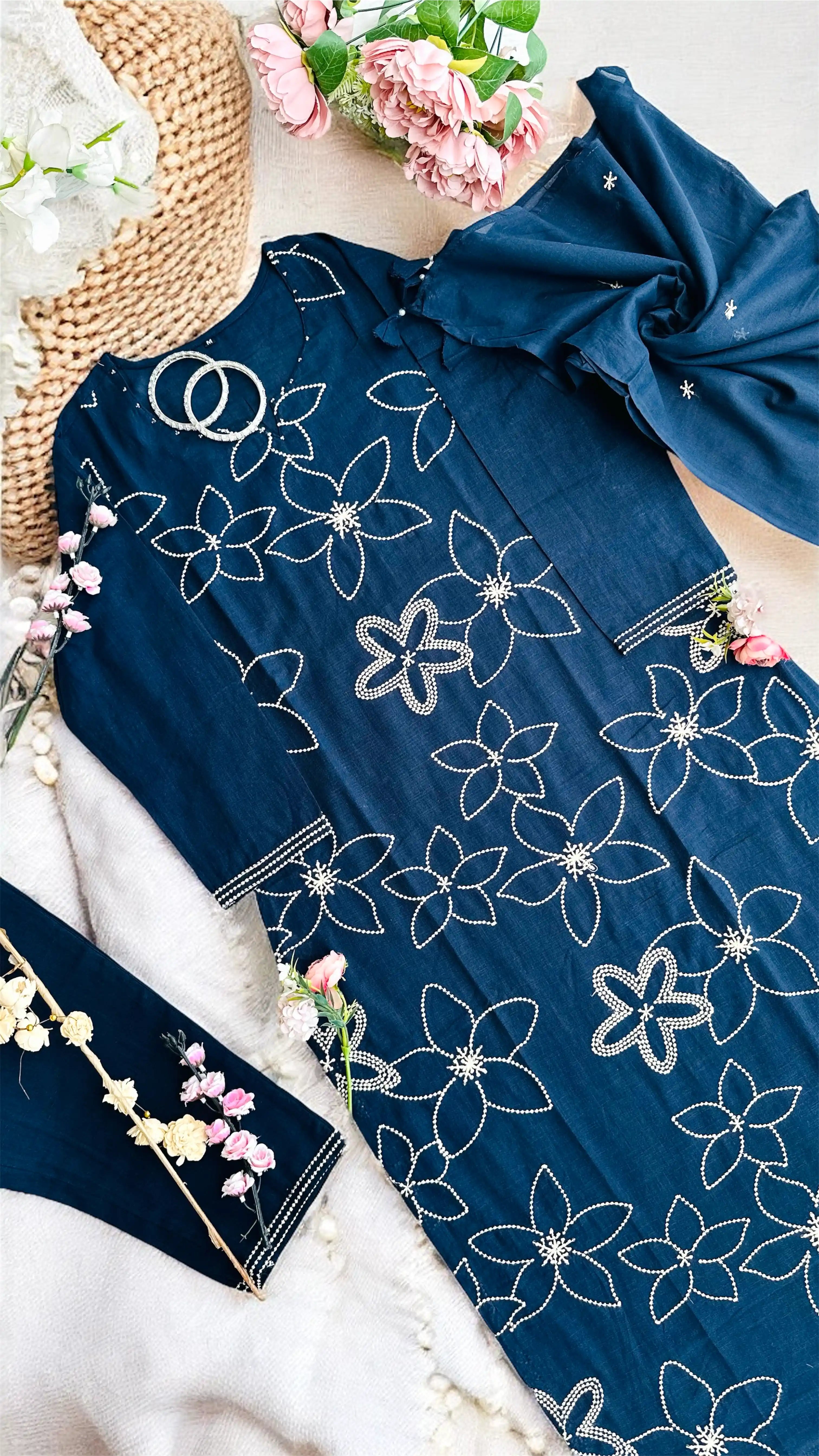 Meher’s Midnight Embroidered Suit Set