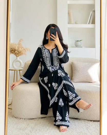 Twilight Black Meher Noor Chikankari Set