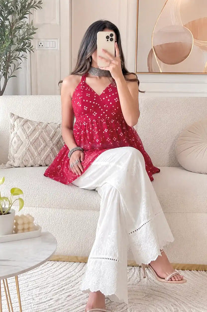 Scarlet Maroon Gulnaz Peplum Top