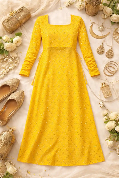 Amber Yellow Mirror Gulnaz Kurta
