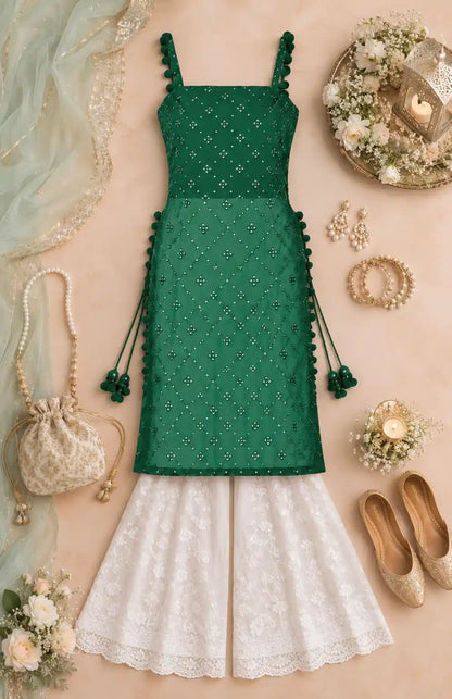 Shimmer Green Embroidered Gulnaz Kurta