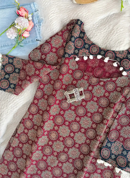 Classic Rust Ajrakh Kurti