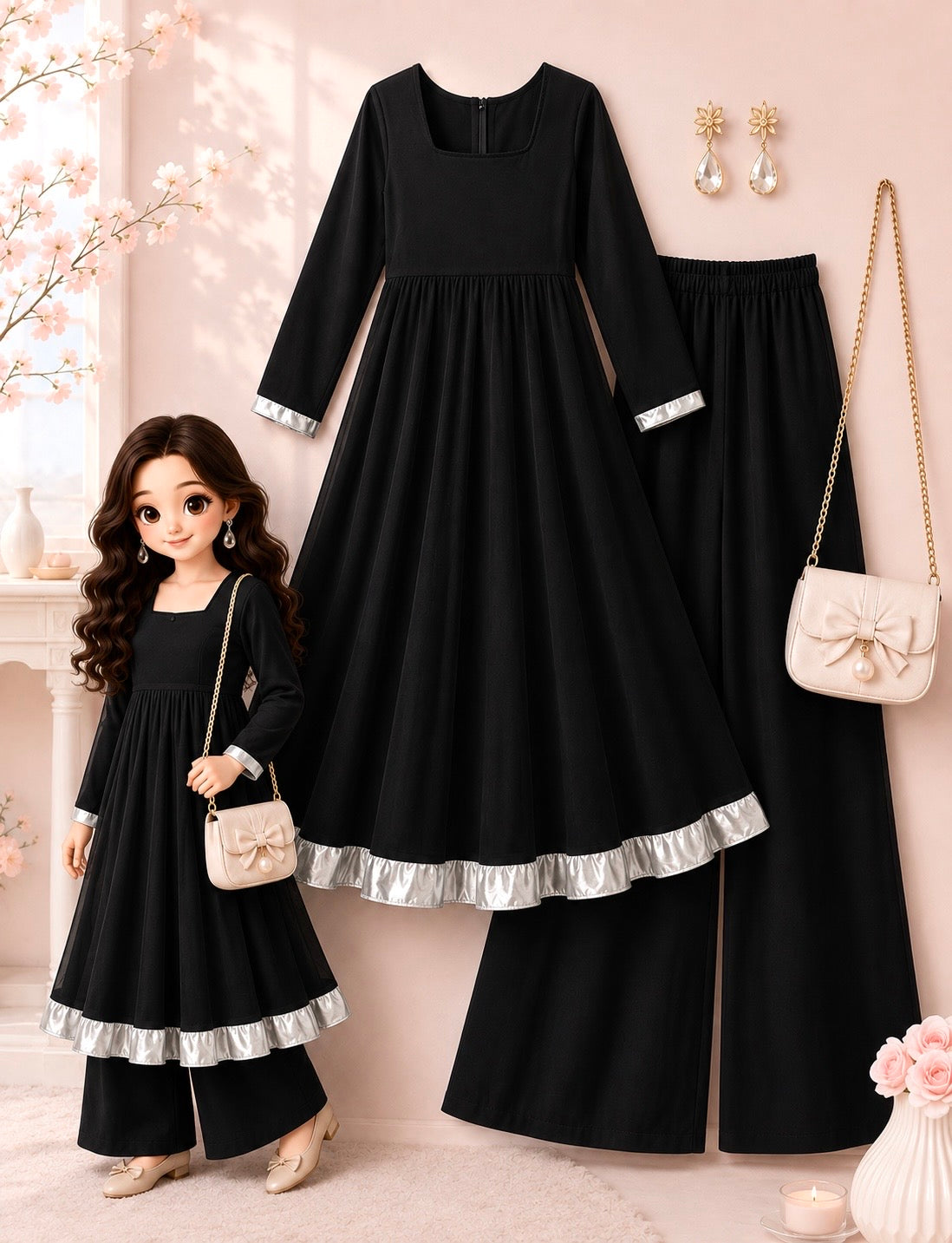 Gulnaz Black Royale Anarkali Suit Set