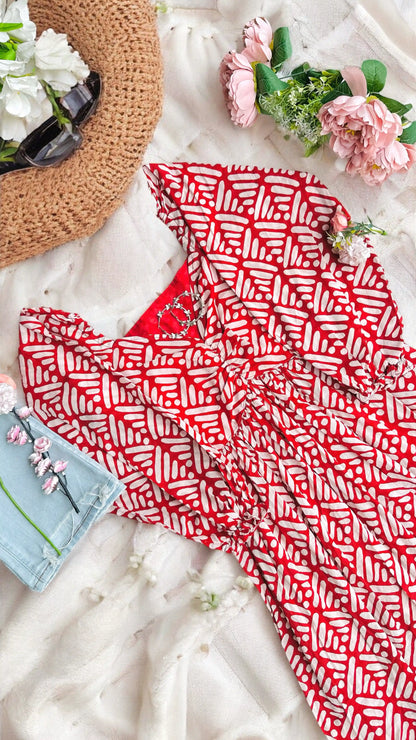 Scarlet Pleated Twirl Dress
