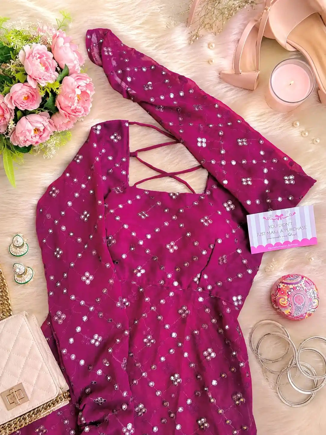 Vintage Wine Gulnaz Embroidered Kurta