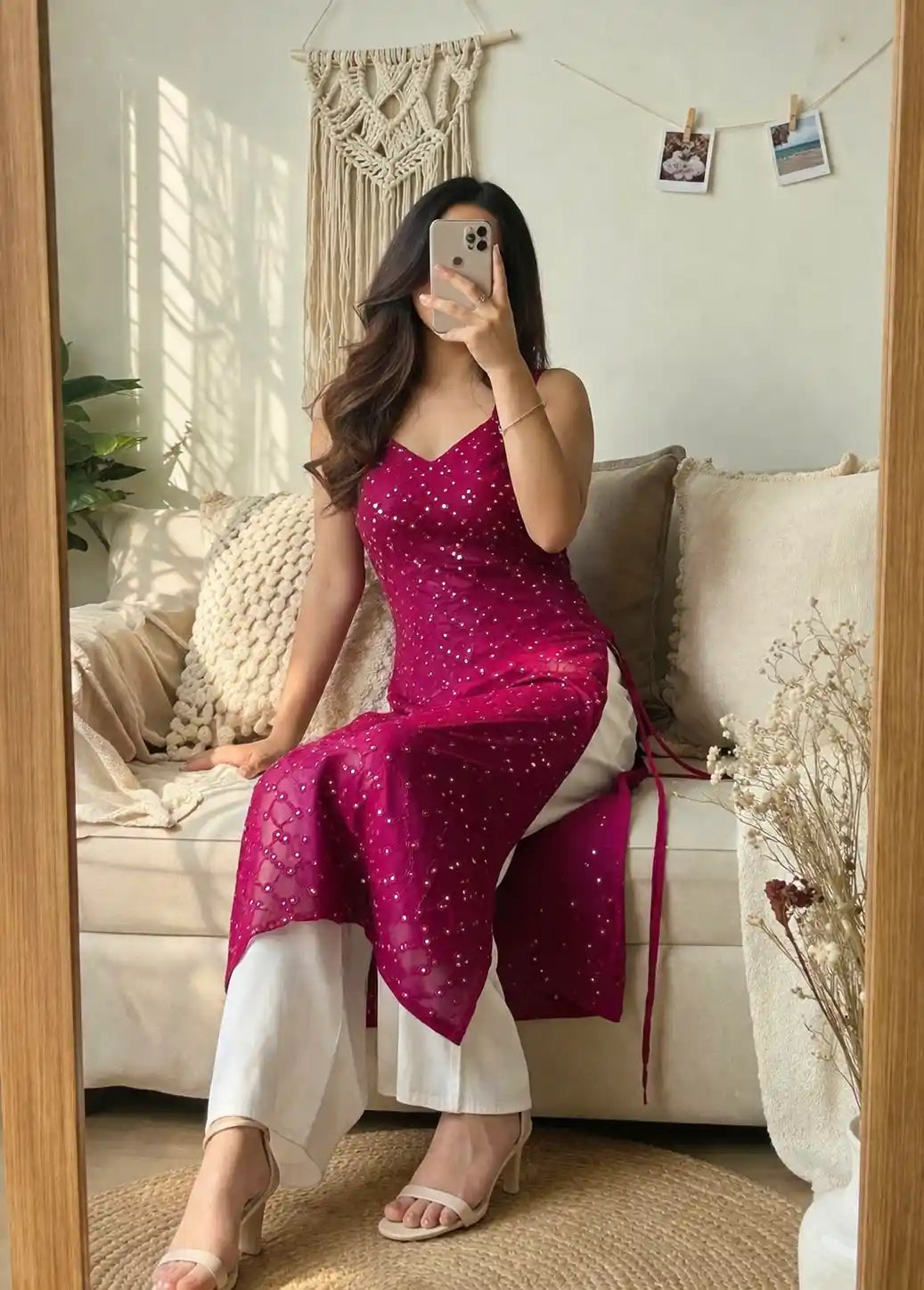 Wine Slit Mirror Gulnaz Kurta