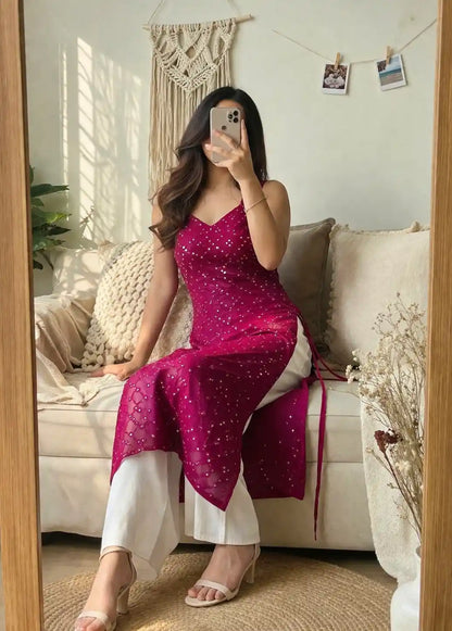 Wine Slit Mirror Gulnaz Kurta