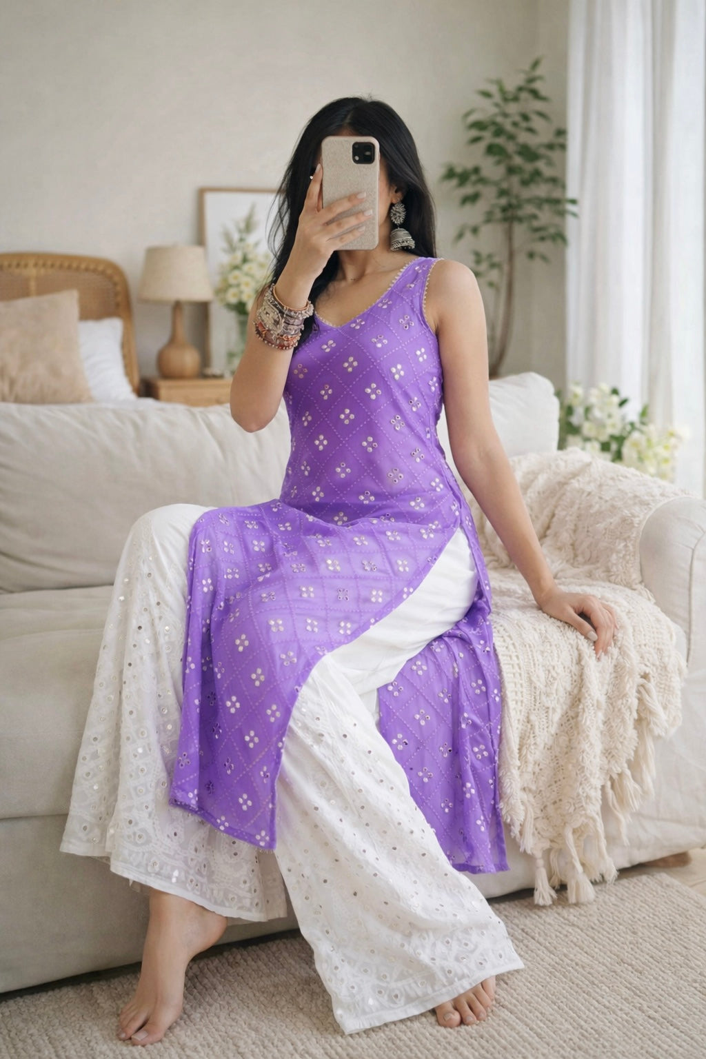 Riddhi’s Lush Lilac Mirror Gulnaz Kurta