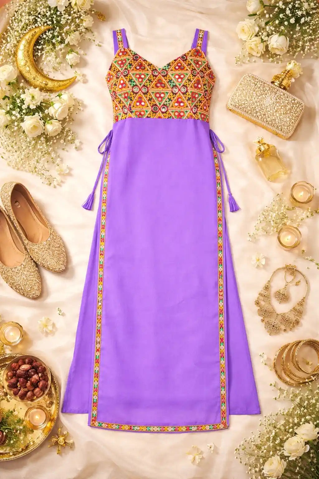 Rosy Lilac Gulnaz Embroidered Kurta