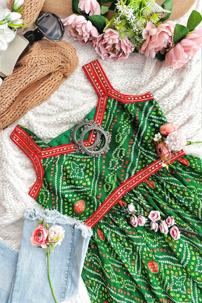 Lush Green Bandhej Gulnaz Peplum
