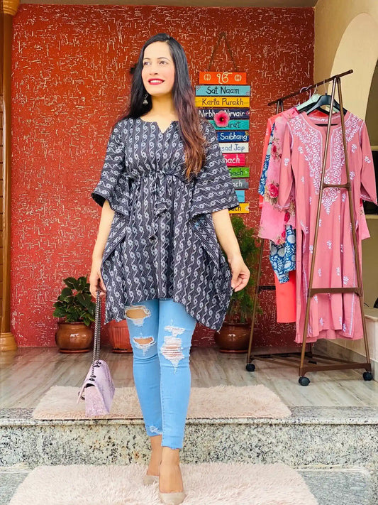 Midnight Ikkat Tunic Kaftan Top