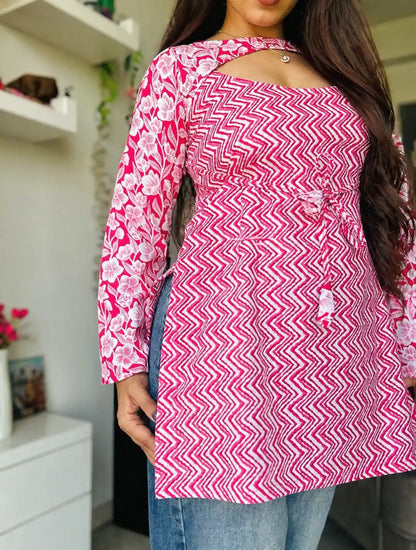 Jaipuri Pink Convertible Kurti