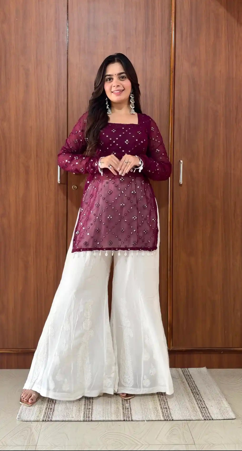 Vintage Wine Gulnaz Embroidered Kurta