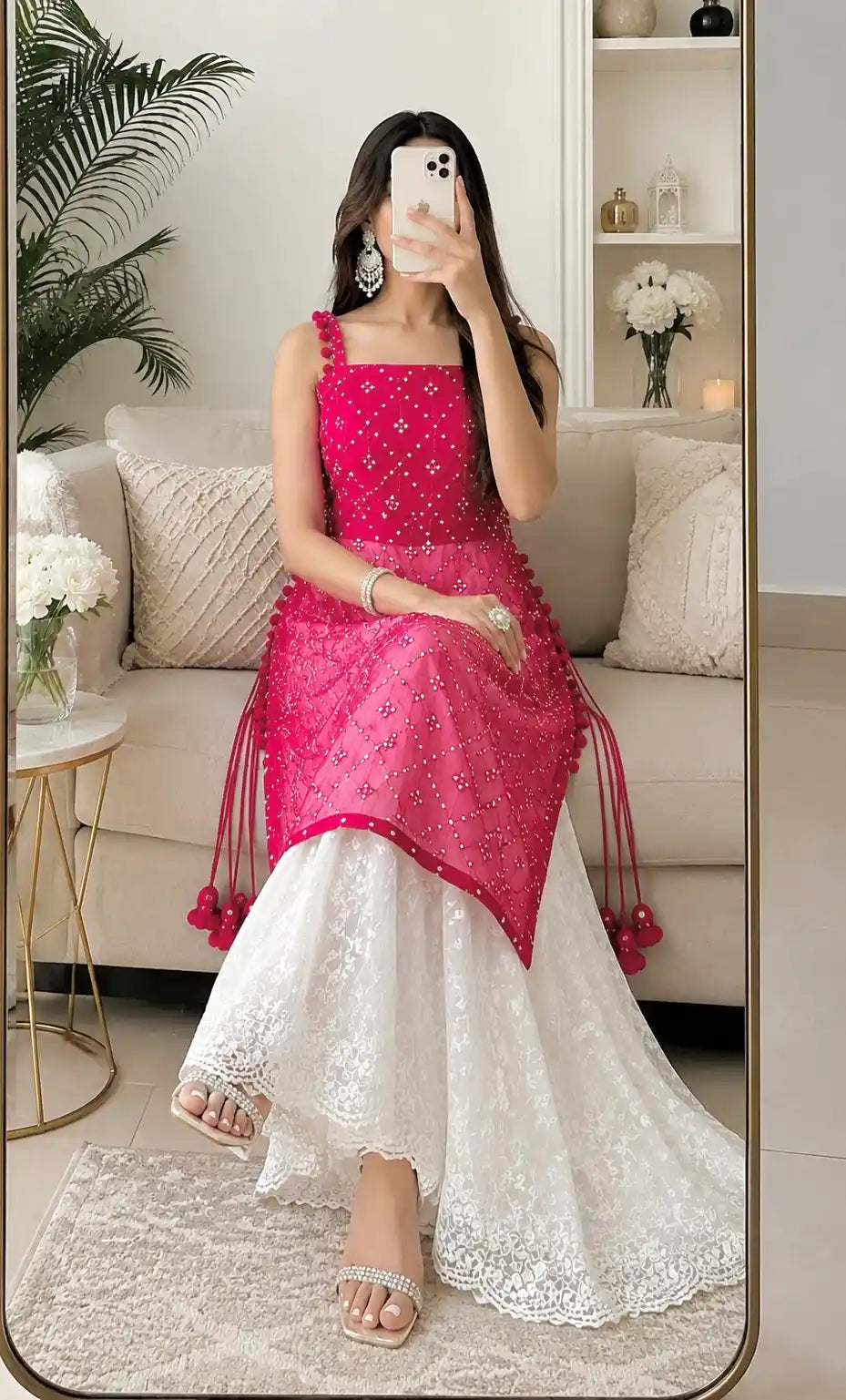 Glimmer Maroon Embroidered Gulnaz Kurta