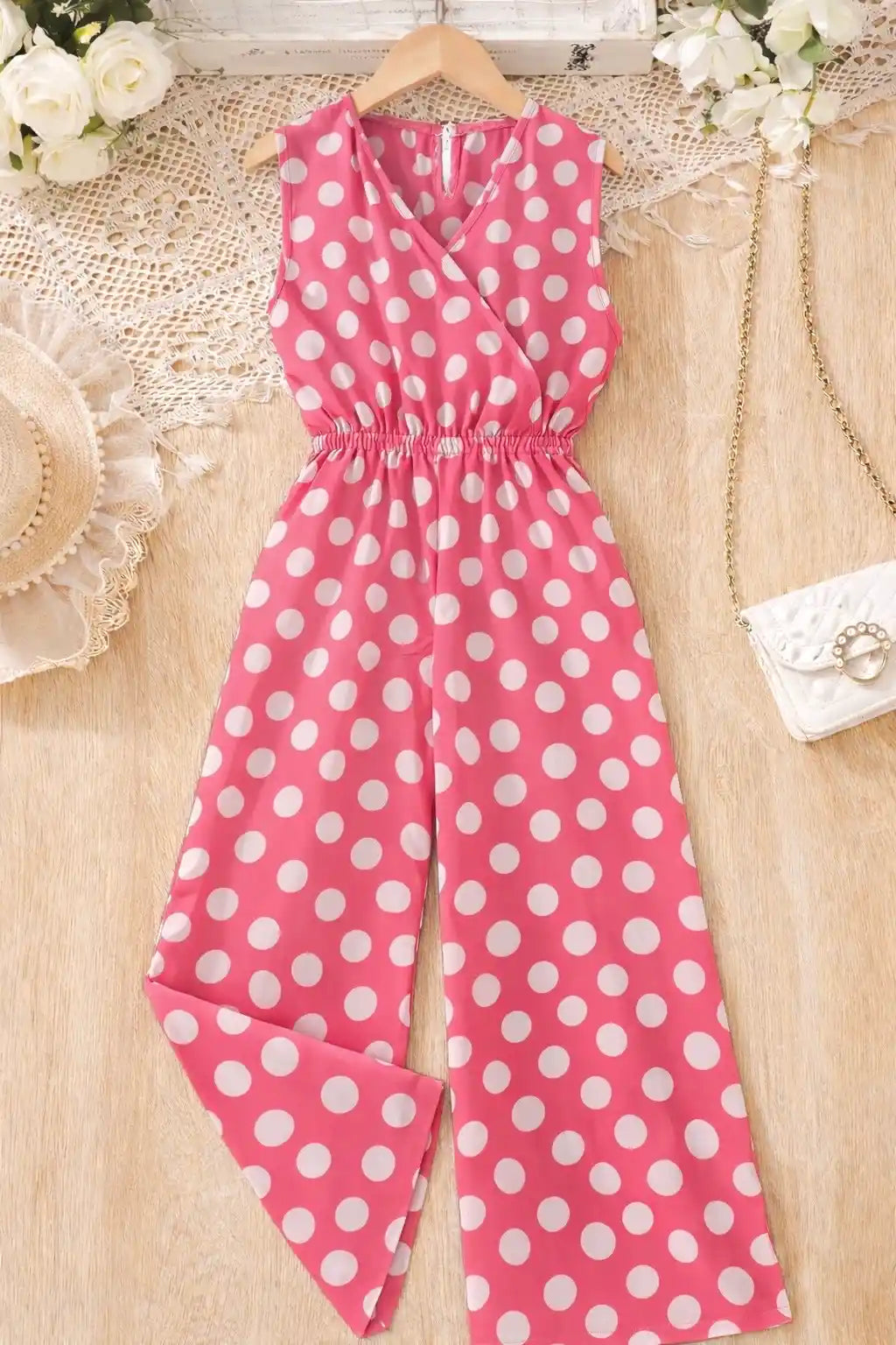 Chic Pink Polka Print Jumpsuit