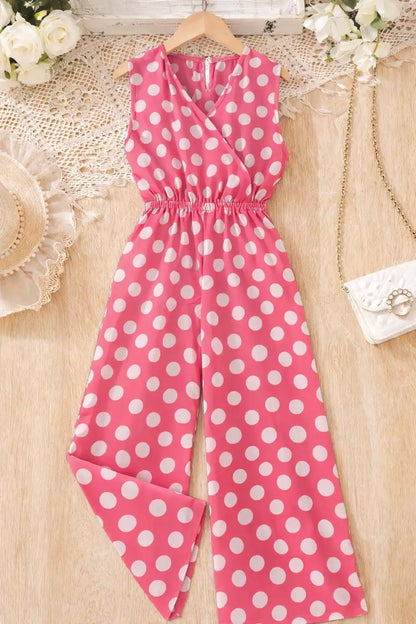 Chic Pink Polka Print Jumpsuit