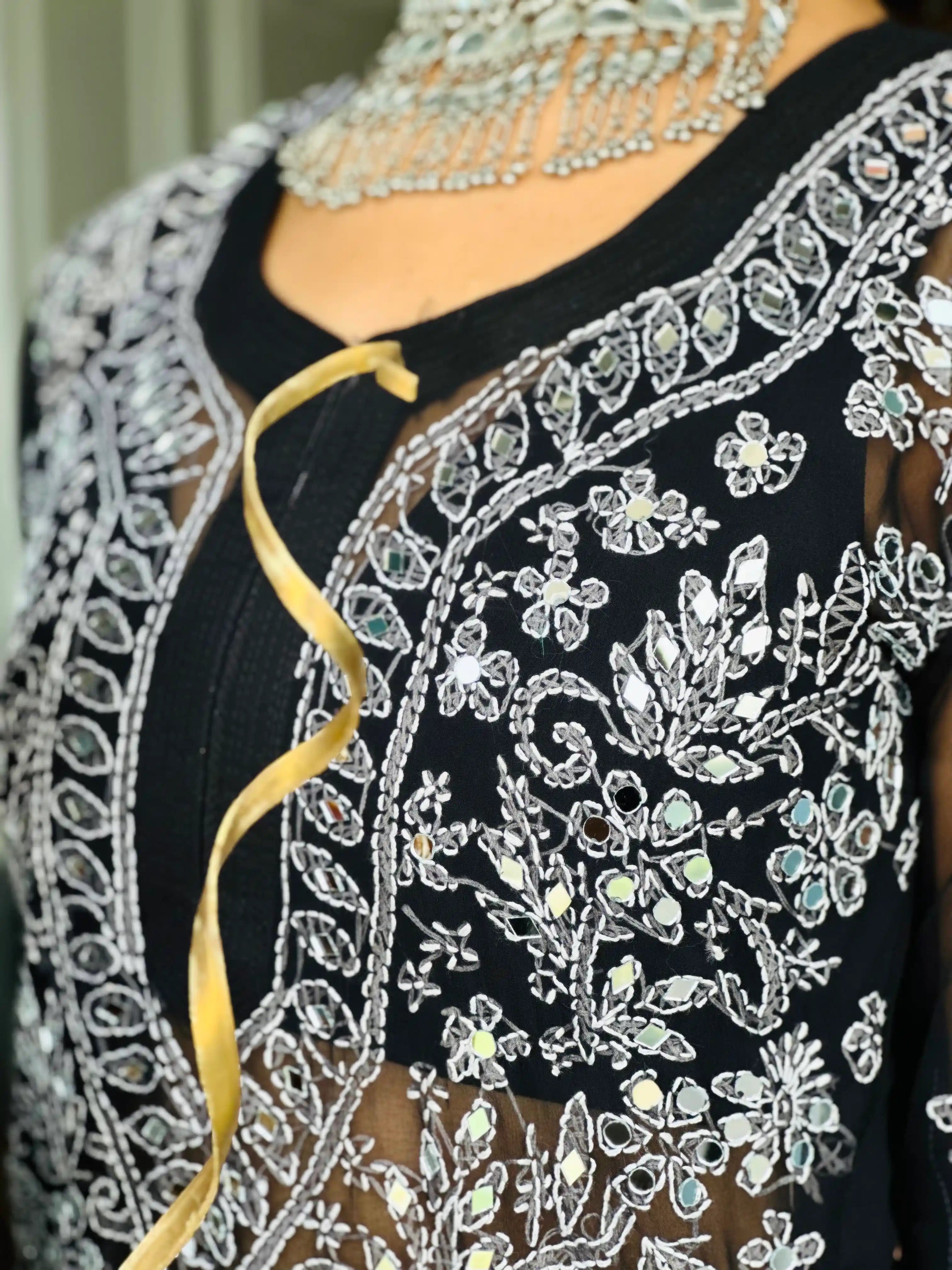 Classic Black Rooh Chikan Kurta