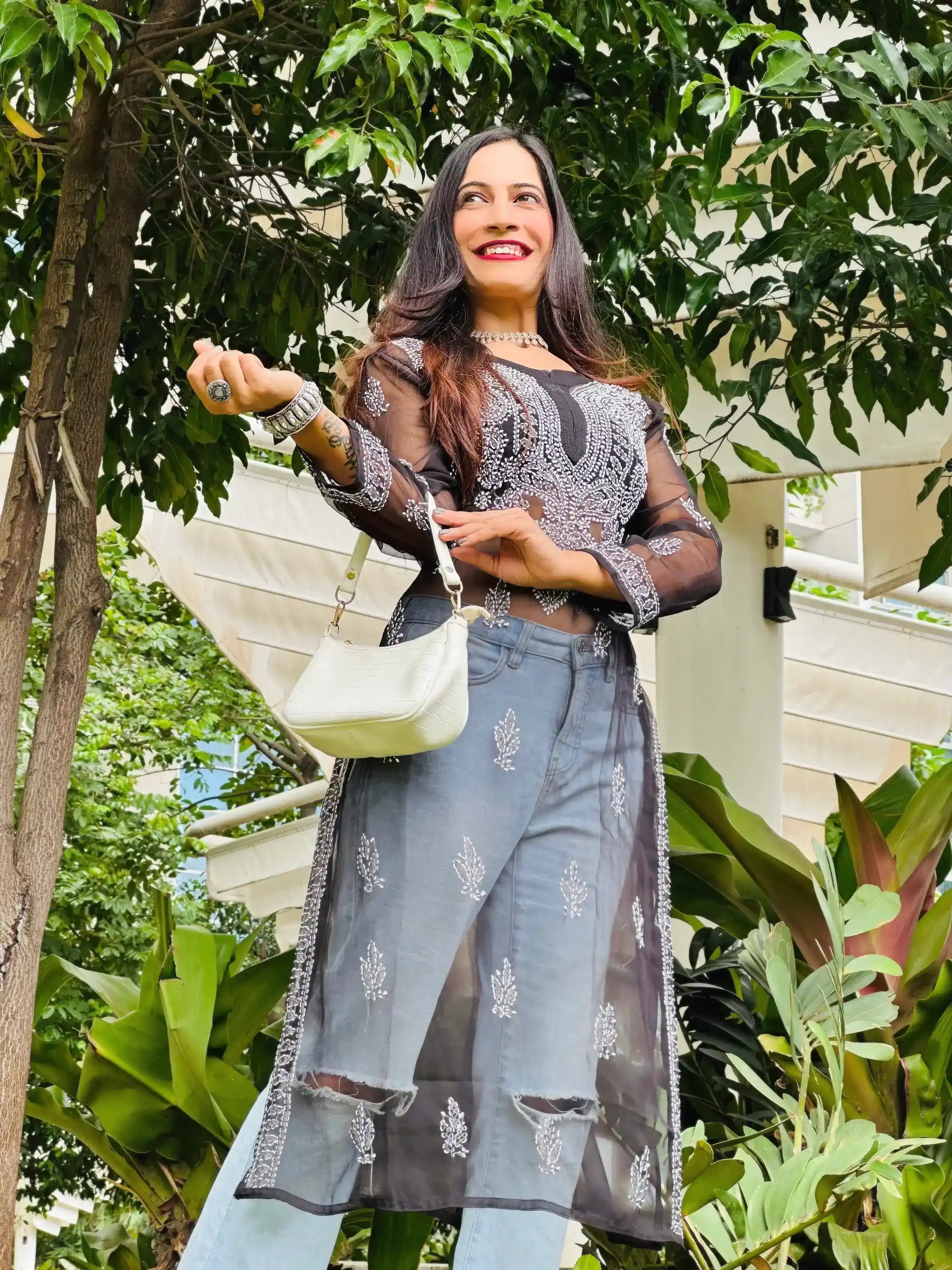 Classic Black Noor Chikan Kurta