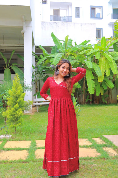 Scarlet Maroon Gulnaz Slit Kurta Featuring "THE SHUKLA SISTERS"