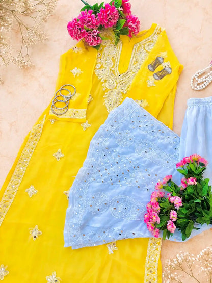 Classic Yellow Rooh Chikan Kurta