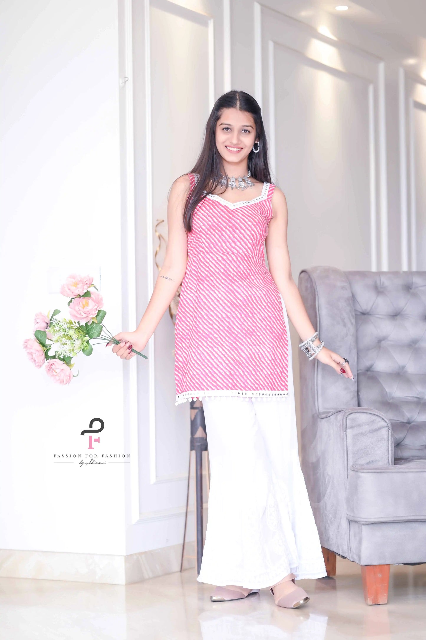 Rosy Pink Dori Gulnaz Lehriya Kurta