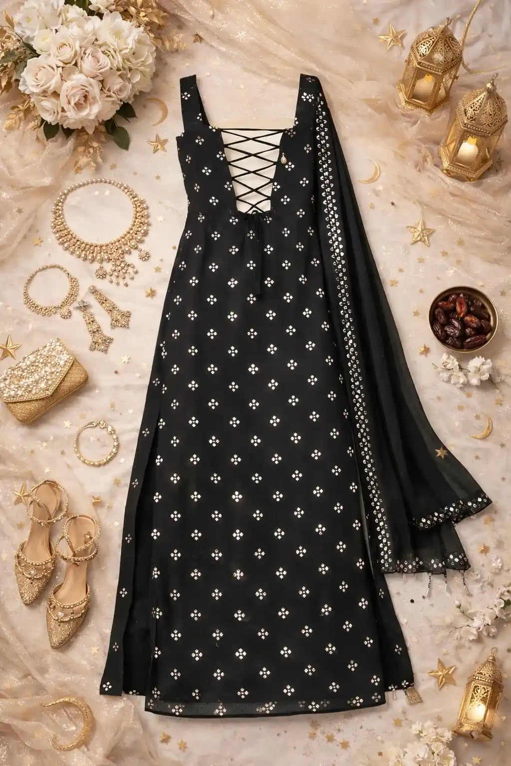 Muskan’s Black Embroidered Gulnaz Kurta