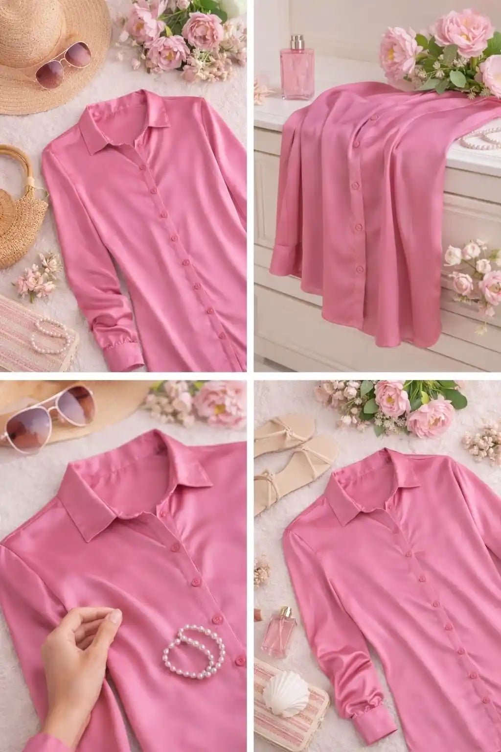 Blush Pink Satin Shirt