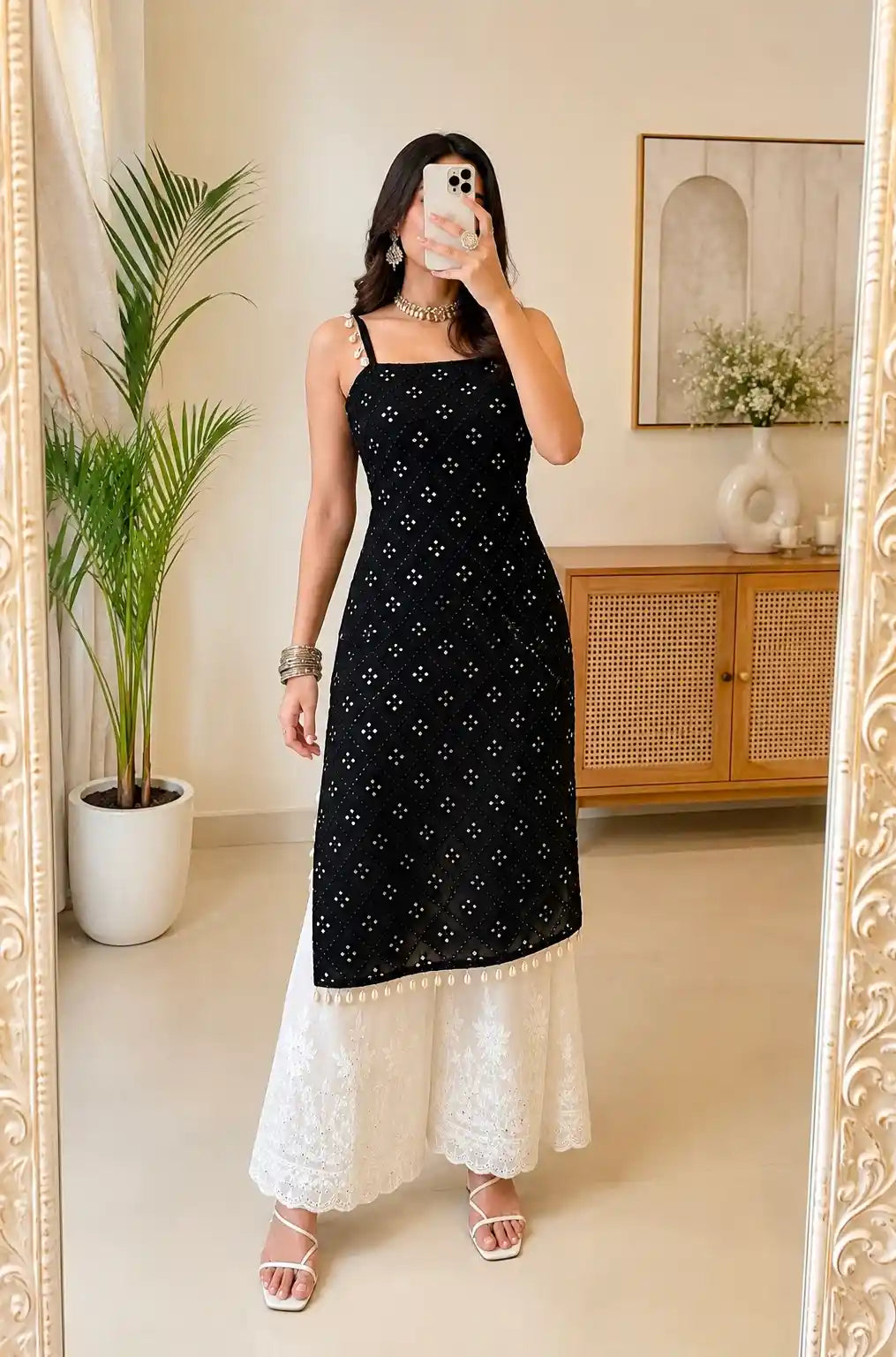 Snehal’s Black Embroidered Gulnaz Kurta