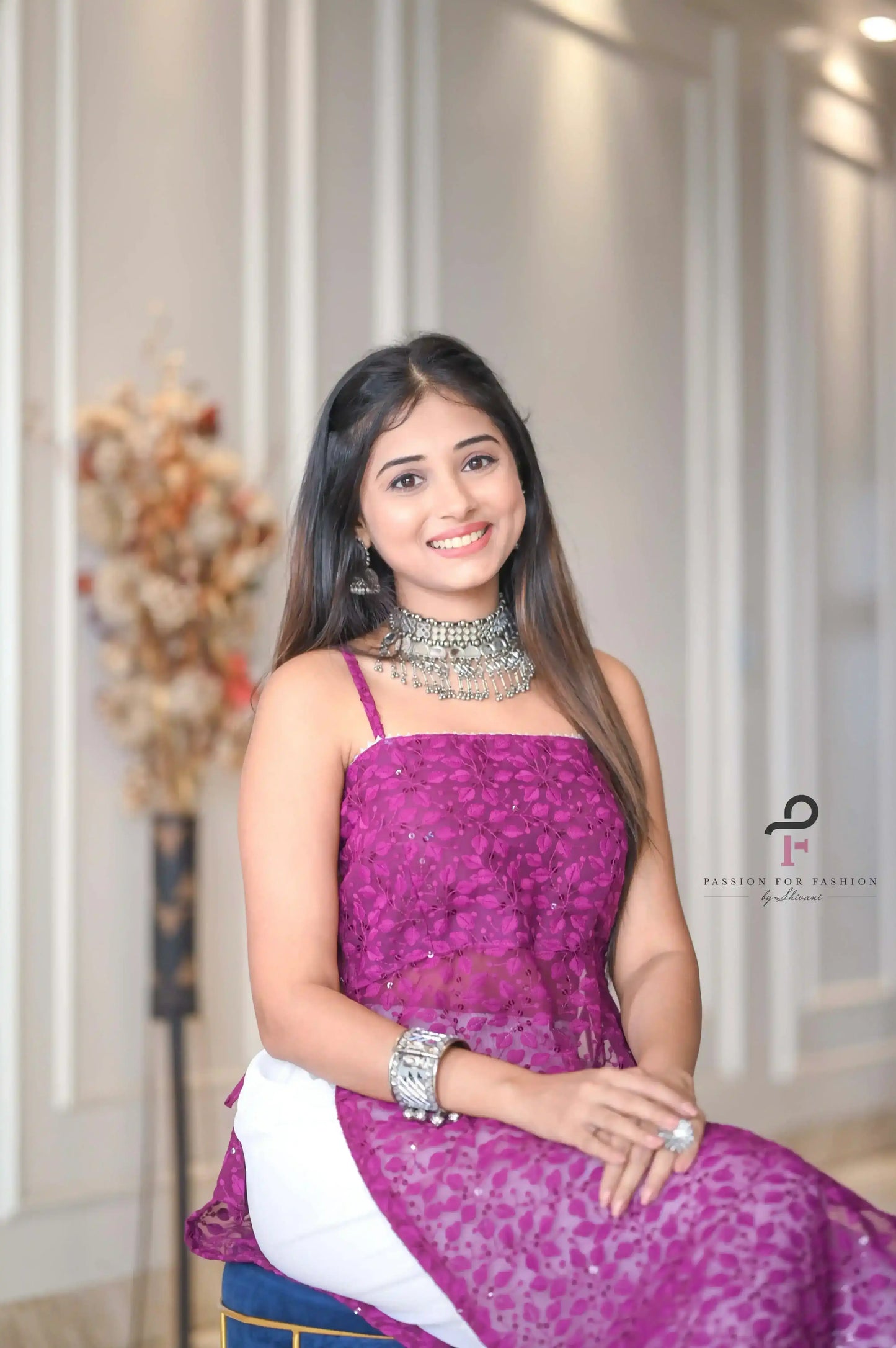 Sunlit Wine Gulnaz Embroidered Kurta
