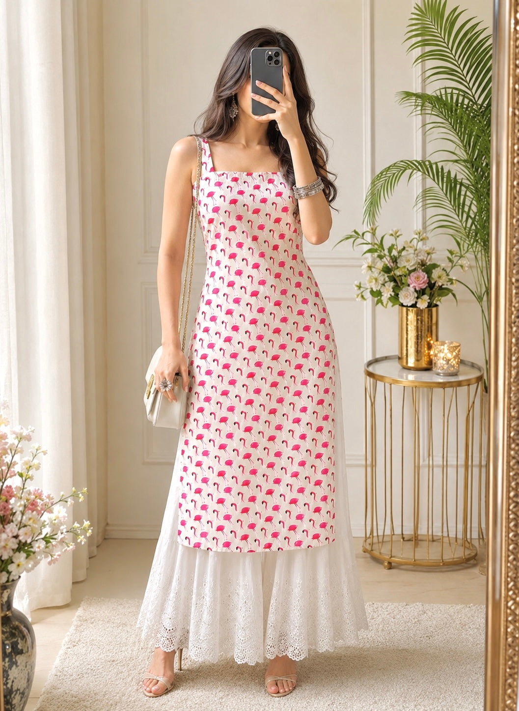 Pink Flamingo Jaipuri Gulnaz Kurta