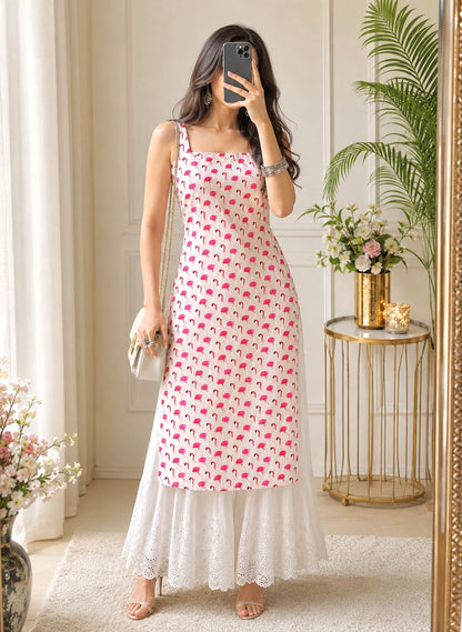 Pink Flamingo Jaipuri Gulnaz Kurta