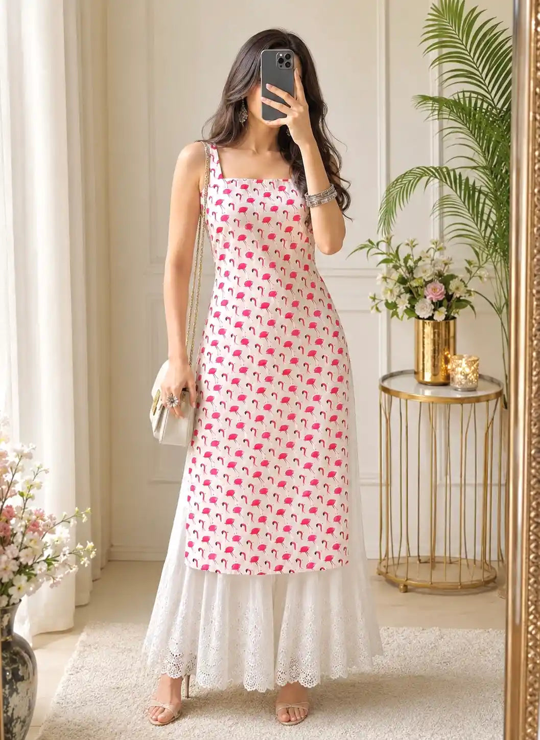 Pink Flamingo Jaipuri Gulnaz Kurta