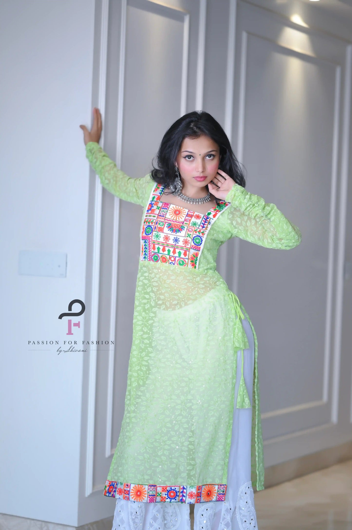 Blooming Green Embroidered Gulnaz Kurta