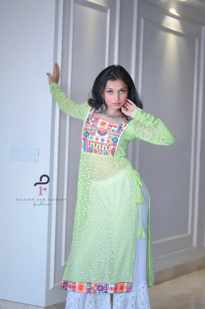 Blooming Green Embroidered Gulnaz Kurta