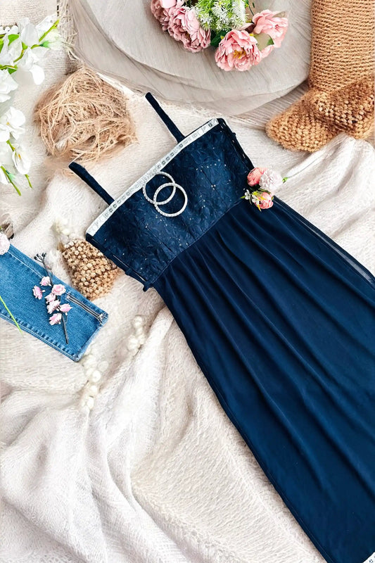 Monochrome Blue Embroidered Gulnaz Kurta