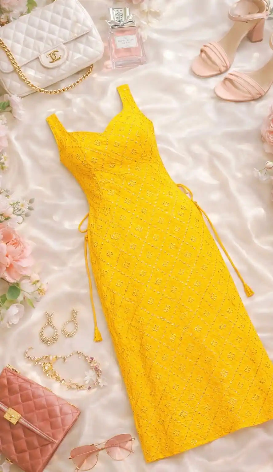 Sunrise Yellow Mirror Gulnaz Kurta