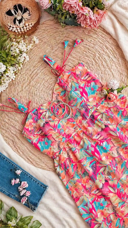 Tropical Bloom Peplum Top