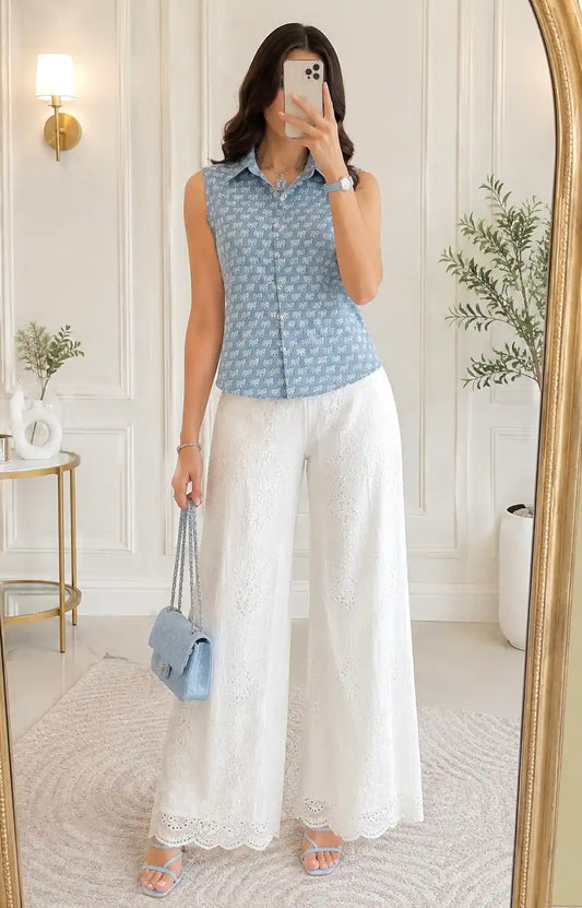 Grey Elephant Cute Collar Shirt