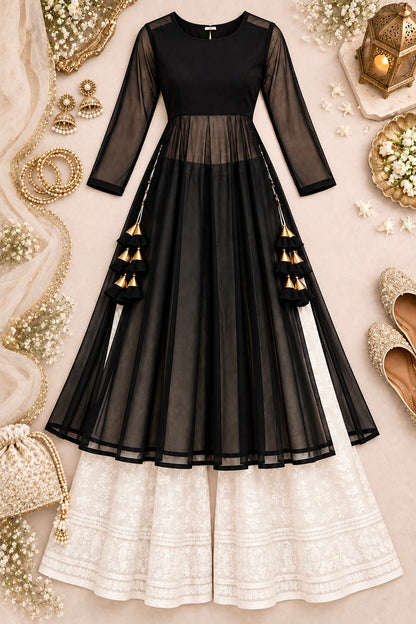 Black Sheer Aura Gulnaz Kurta
