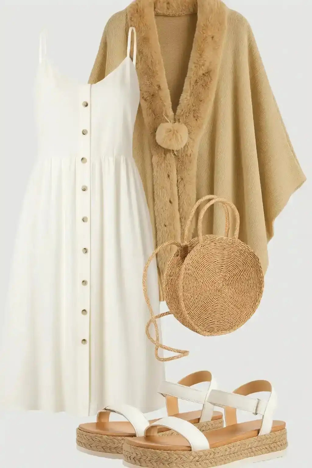 Brown Faux Fur Winter Cape