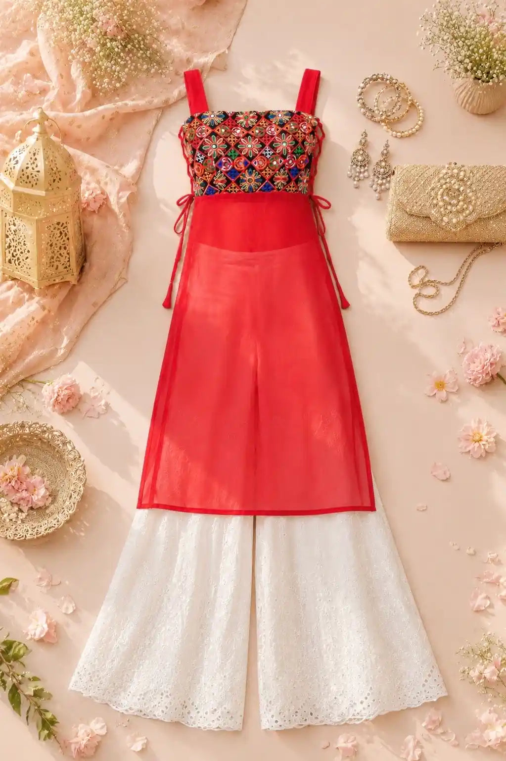 Hot Red Dori Gamti Gulnaz Kurta