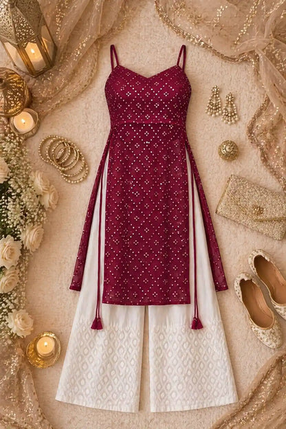 Gulnaz Wine Hand Embellished Kurta