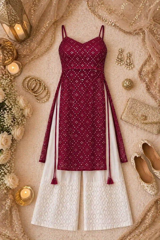 Gulnaz Wine Hand Embellished Kurta